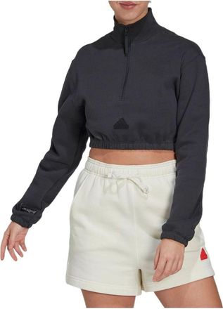 adidas (WMNS) adidas Cropped Half-Zip Sweatshirt Black HG4365