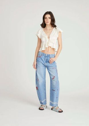Free People Parker Wide Leg Barrel Jeans In Light Wash