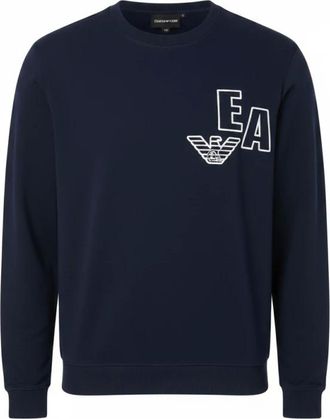 Emporio Armani Hoodies & sweatvesten, Heren, Blauw, 2Xl, Katoen, Felpa Girocollo con Logo EA