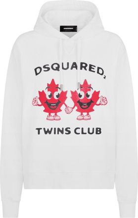 Dsquared2 graphic-print jersey hoodie - women - Cotton/Elastane/Cotton - M - White