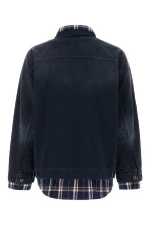 Balenciaga Mens Dark Blue Denim Jacket Navy-Dirty Giubbini Navy/dirty