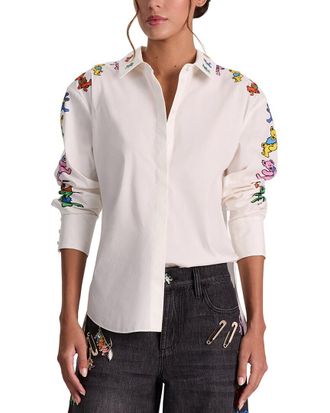 Alice & Olivia Alice + Olivia Dimitra Oversized High-Low Shirt