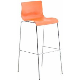 Clp Taburete Hover Con Base De 4 Pies Naranja Cromado
