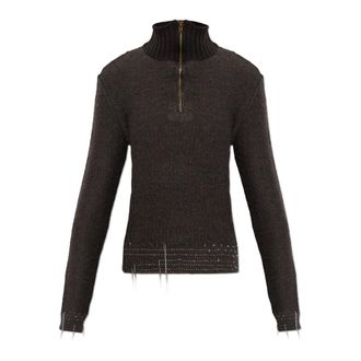 Maison Margiela Turtlenecks, female, Brown, Size: S Sweater with decorative threads