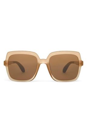 Toms Athena 56mm Square Sunglasses in Oatmilk Crystal Fade/Brown at Nordstrom