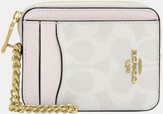 Coach Womens Zip Card Case In Signature Canvas - White - One Size