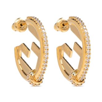 Fendi Earrings, female, Yellow, Size: ONE SIZE Embellished Hoop Earrings