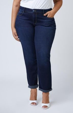 Slink Jeans High Waist Straight Leg Boyfriend Jeans in Summer at Nordstrom, Size 14W