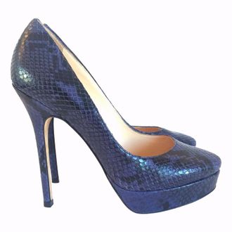 Jimmy Choo London Cosmic Snakeskin Leather Platform Pumps Size 36.5
