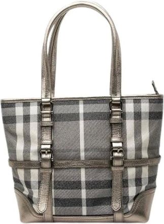 Burberry Pre-owned Tote Bags, female, Gray, Size: ONE SIZE Pre-owned Canvas Tote