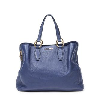 Miu Miu Pre-owned Womens 2way Zip Shopping Tote Shoulder Bag - Blue - One Size