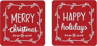 Melrose International Cut Metal Holiday Sentiment Sign (Set of 2) - Red