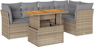 vidaXL Juego De Sof&aacute;s Jard&iacute;n Con Cojines 6 Pzas Rat&aacute;n Sint&eacute;tico Beige Vidaxl