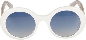 K&agrave;dor Audrey Glossy White Gradient Blue Round Sunglasses