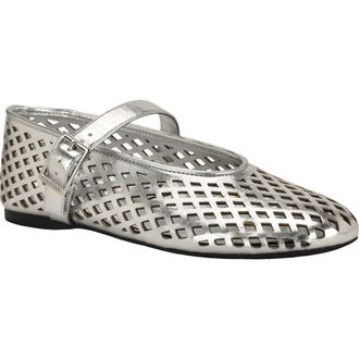 Calvin Klein Lauria Mary Jane Flat in Silver at Nordstrom, Size 5.5