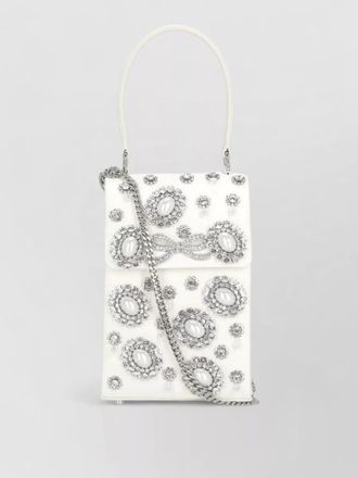 Self Portrait crystal mini bag top handle bow