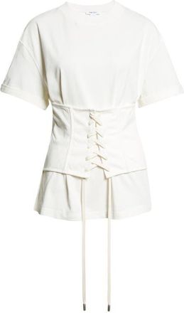 Alexander McQueen Cotton Jersey Corset T-Shirt in Light Ivory at Nordstrom, Size 10 Us