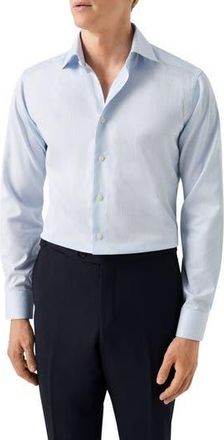 Eton Slim Fit Microcheck Cotton Dress Shirt in Light Blue at Nordstrom Rack, Size 14.5