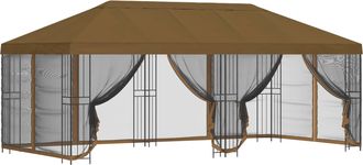 vidaXL Gazebo Con Paredes Laterales 6 X 3 M Topo Poli&eacute;ster Y Acero Vidaxl