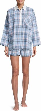 Free People Sunday Morning Sleep Shirt In Pale Blue Combo