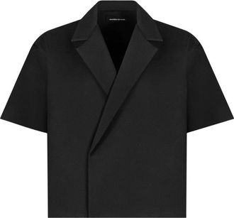 Mani&egrave;re De Voir Abel Boxy twill overhemd met dubbele rij knopen - Zwart