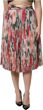Dolce & Gabbana Bloemen Geplooide Midi Rok - Dames - Midirokken - Veelkleurig - XS - Rokken