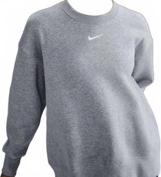 Nike Phoenix Fleece Crewneck Sweatshirt In Dark Grey Heather/sail