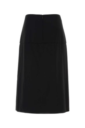 Jil Sander Womens Virgin Wool Tailored Skirt Black