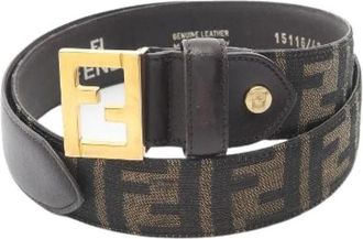 Fendi Pre-owned Zucca Canvas Leather Belt - female - Fendi Vintage - Vintage Belts - Brown - ONE SIZE - Pre-owned