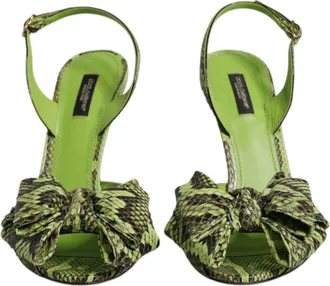 Dolce & Gabbana Green Python Leather Heels Sandals Womens Shoes