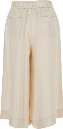 Merci Womens Bermuda Shorts Beige With Side Pockets Cotton