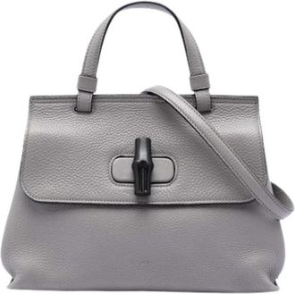 Gucci Pre-owned Bamboo Satchel - Dames - Vintage Handtas - Grijs - ONE Size - Leer - Vintage