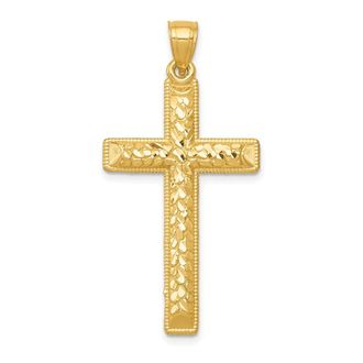 Diamond2Deal 14k Yellow Gold Diamond-cut Latin Cross Pendant
