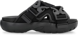 Bottega Veneta Gesp Sluiting Ronde Neus Sandalen - Dames - Sandalen - Zwart - 38 EU - Polyester - Schoenen