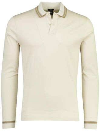 HUGO BOSS Creme lange mouw poloshirt 2-knoops Boss Black Slim Fit