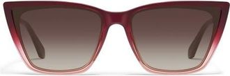 Quay Call The Shots 59mm Cat Eye Sunglasses in Rouge Ombre/Dark Brown at Nordstrom