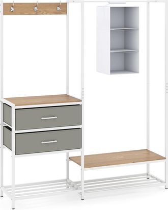 Costway Costway Appendiabiti Multifunzionale Con 2 Scarpiere, 3 Ganci E Cassetti