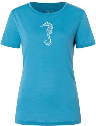 super.natural Sea Horse Tee Merinoshirt f&uuml;r Damen | blau/wei&szlig;