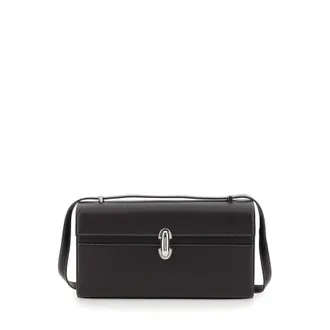 Savette Simmetry Brown Shoulder Bag With Top Strap And Twist Lock Closure In Leather Woman