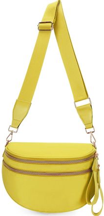Generic Checkered Crossbody Bag for Women, 2026 Checkered Bum Bag with Spacious and Adjustable Shoulder Straps for Daily Commuting/Travel (Yellow, Solid color