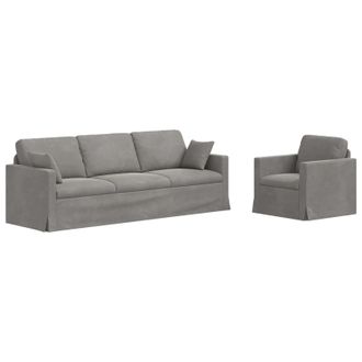 vidaXL Juego De Sof&aacute; 2 Uds. Gris Claro Terciopelo Vidaxl