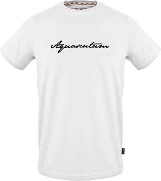 Aquascutum Heren Logo Geribd Kraag T-shirt (Wit)
