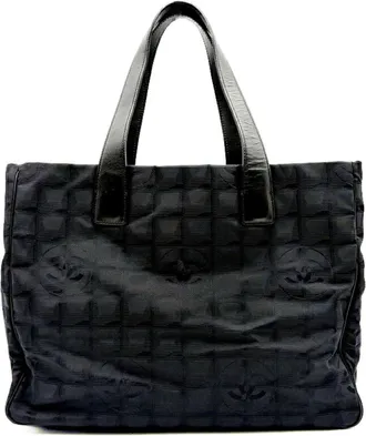 Chanel Black Nylon Jacquard Leather Tote Bag (Pre-Owned)