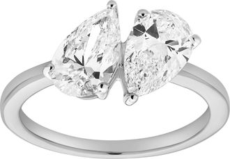 LuvMyJewelry Twin Flames 14K Gold Pear Cut Lab Grown Diamond Toi et Moi Ring - 2 ct