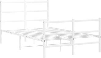 vidaXL Vidaxl - Metal Bed Frame without Mattress with Footboard White 120x200cm