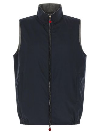 Kiton Blue Cotton Sleeveless Mens Jacket