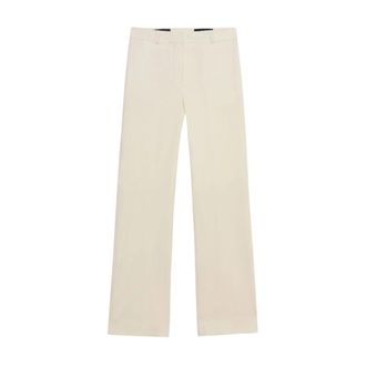 Brooks Brothers Straight Wool Blend Broeken - Dames - Straight fit broeken - Beige - M - Wol - Broeken