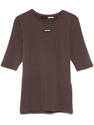 Rotate short sleeve T-shirt - women - Organic Cotton/Elastane/Modal - 40 - Brown