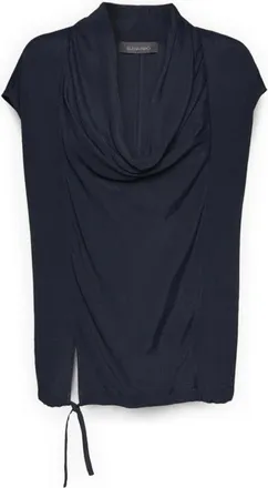 Elena Miro Overhemden, Dames, Blauw, 4Xl, Blouse met gedrapeerde halslijn en trekkoord