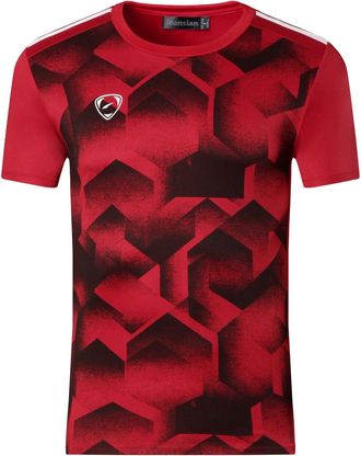 Jeansian Mens Sports Breathable Short Sleeve T-Shirts Tee Tops Running Training LSL204 Red L